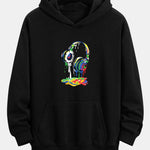 Dissolving Headphones Print Relax Fit Hoodie