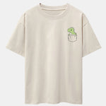 Pocket Dinosaur Print Drop Shoulder Oversize T-Shirt