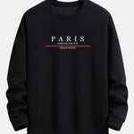 Stripe Paris Slogan Print Relax Fit Sweatshirt