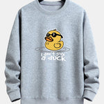 Yellow Duck With Sunglasses Print Relax Fit Sweatshirt