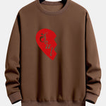 Soul Mate Half Heart Couple Print Relax Fit Sweatshirt