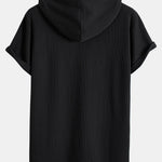 Knitted Waffle Arc Hem Hooded T-Shirt