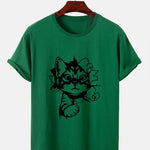 Cat Breaks The Wall Print T-shirt