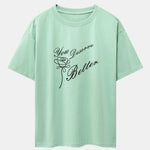 Rose Slogan Print Drop Shoulder Oversize T-Shirt