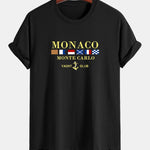 Regular Fit Monaco Slogan Print Cotton T-Shirt