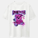 Tattered Bear Print Drop Shoulder Oversize T-Shirt & Shorts