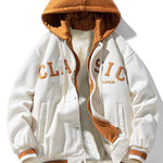2 In 1Plush Lined Corduroy Hooded Baseball Jacket