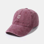 Line Rose Pattern Washed Cotton Decorative Baseball Cap