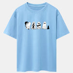 Black Cat Ghost Print Drop Shoulder Oversize T-Shirt