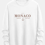 Long Sleeve Monaco Slogan Print Cotton T-Shirt