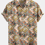 Floral Border Print Button Up Shirt