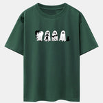 Black Cat Ghost Print Drop Shoulder Oversize T-Shirt
