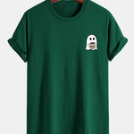 Regular Fit Ghost Drinking Coffee Print Cotton T-Shirt