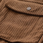 Funnel Neck Zipped Corduroy Jacket