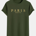 Paris Slogan Print Cotton Arc Hem T-Shirt