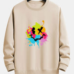 Colorful Mud Splatter Smiley Face Print Relax Fit Sweatshirt