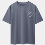 Dissolving Heart Smiley Face Print Drop Shoulder Oversize T-Shirt