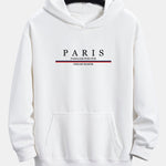 Stripe Paris Slogan Print Relax Fit Hoodie
