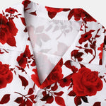 Red Floral Print Revere Collar Shirt