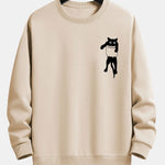 Pocket Cat Print Relax Fit Sweatshirt