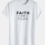 Faith Over Fear Print Cotton Arc Hem T-Shirt