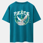 Dove With Peace Symbol Back Print Drop Shoulder Oversize T-Shirt