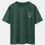 Dissolving Heart Smiley Face Print Drop Shoulder Oversize T-Shirt