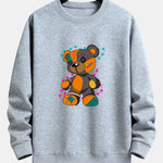 Tattered Bear Print Relax Fit Sweatshirt