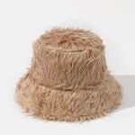 Solid Color Faux Fur Plush Bucket Hat