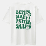 Slogan Floral Back Print Oversize T-Shirt