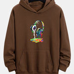 Dissolving Headphones Print Relax Fit Hoodie