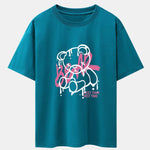 Dissolving Bear Print Drop Shoulder Oversize T-Shirt