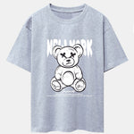Slogan Bear Print Drop Shoulder Oversize T-Shirt