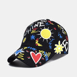Hip Hop Graffiti Sun Slogan Pattern Baseball Cap