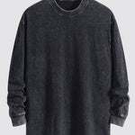 Relax Fit Long Sleeve Washed Distressed T-Shirt