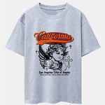 California Angel Print Drop Shoulder Oversize T-Shirt