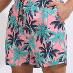 Tropical Print Swim Shorts With Compression Liner