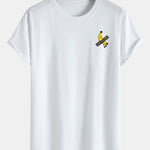 Banana Print Cotton Arc Hem T-Shirt