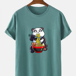 Panda Eating Ramen Print T-Shirt