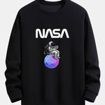 Astronaut Reading Book Print Relax Fit Sweatshirt