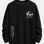 Waves Ukiyo-e Slogan Print Relax Fit Sweatshirt