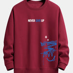 Never Give Up Smiley Face Print Relax Fit Sweatshirt