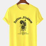 Gothic Style Rose Print T-Shirts