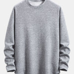 Long Sleeve Stripe Jacquard Arc Hem T-Shirt