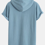 Knitted Waffle Arc Hem Hooded T-Shirt
