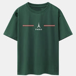 Paris Stripes Print Drop Shoulder Oversize T-Shirt