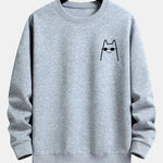 Cat Wearing Sunglasses Print Relax Fit Sweatshirt