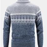Geometric Print Zip Up Sweater
