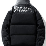 Corduroy PU Patchwork Puffer Coat