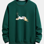 Napping Cat Print Relax Fit Sweatshirt